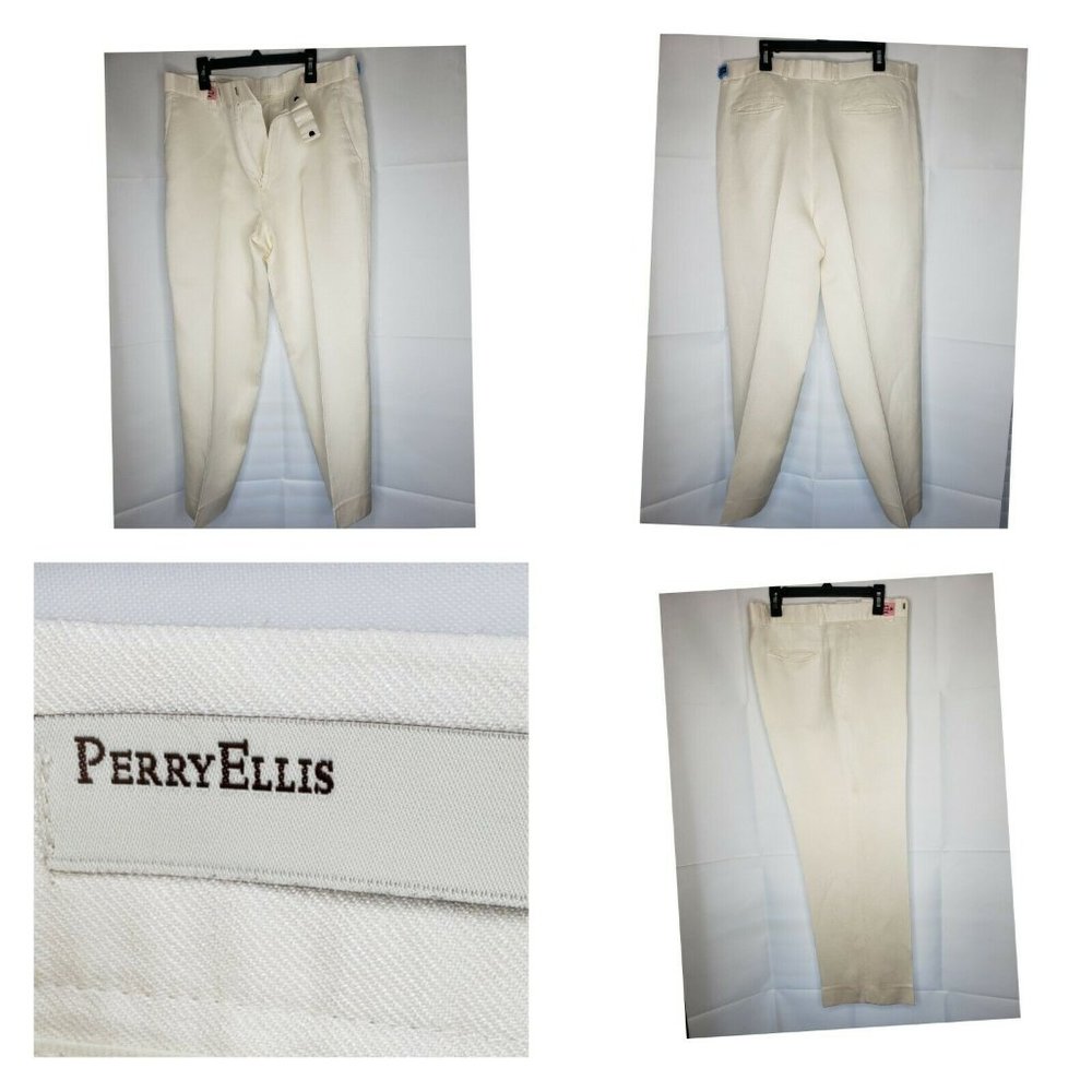 Perry Ellis Eggshell White Linen 33/30 Casual Pant